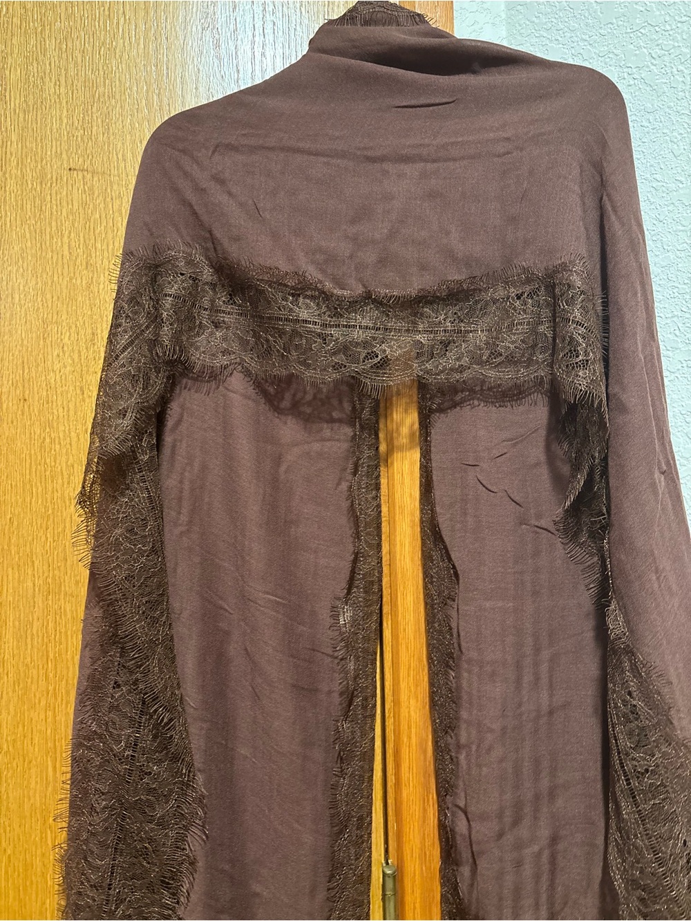 Brown Lace-Trim Women's Wrap Shawl Scarf